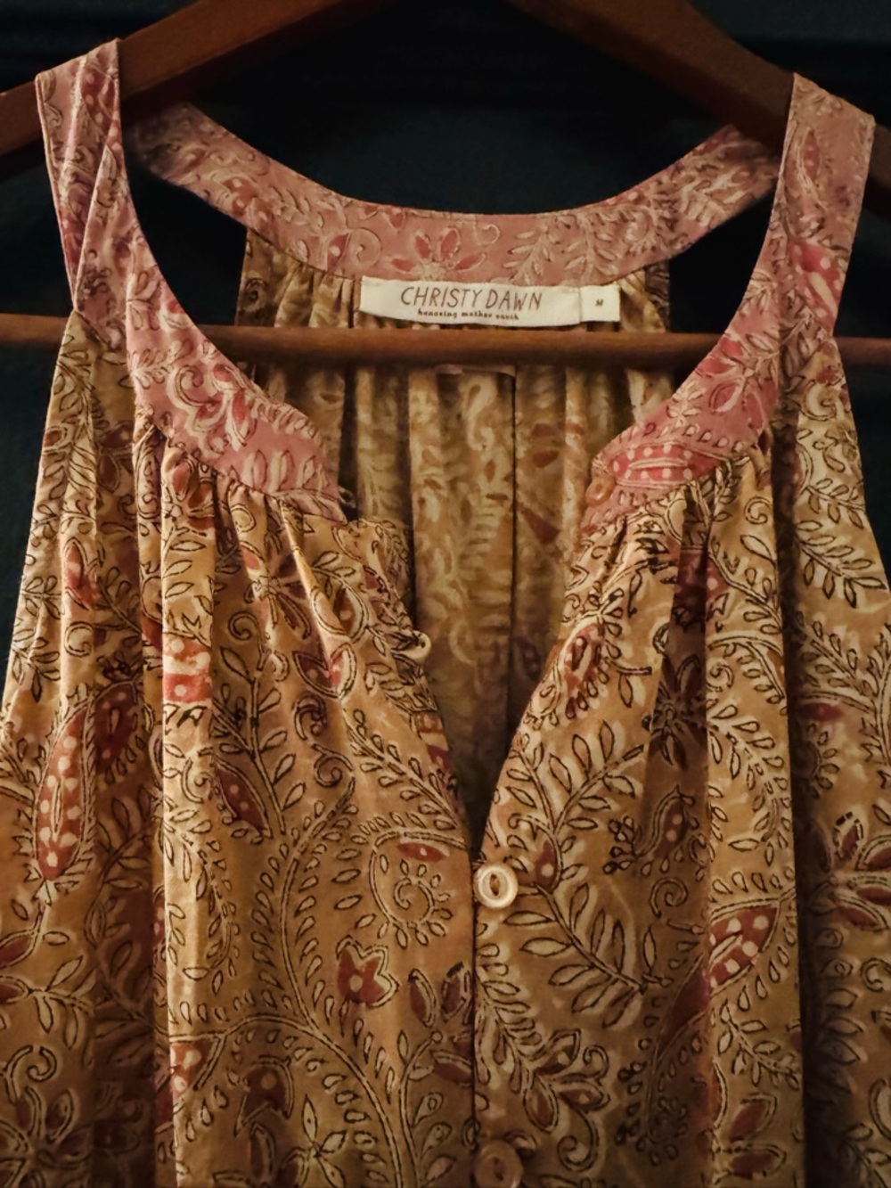 Christy Dawn Pink and Tan Paisley Sleeveless dress